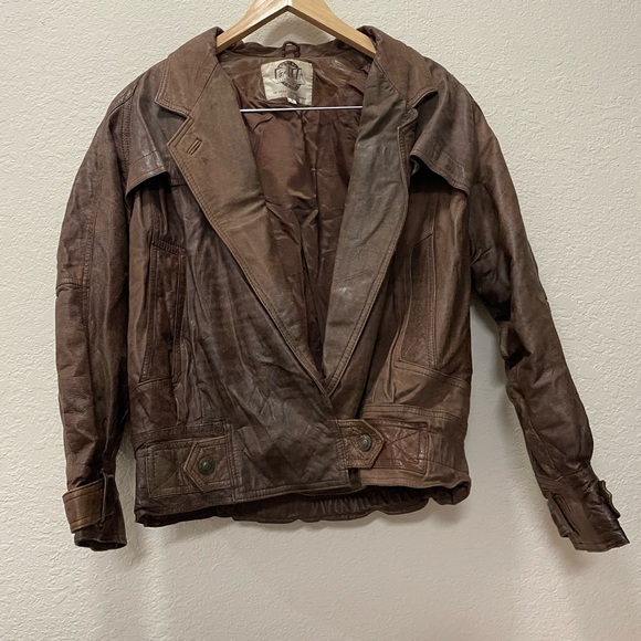 Global Identity G-iii Expresso Brown leather bomber jacket Size Medium - Picture 2 of 8